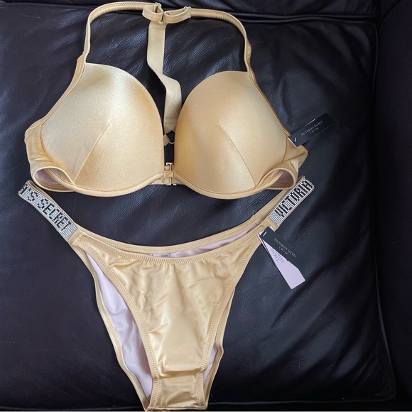 Victoria's Secret Other - Victoria’s Secret Shine Strap Escondido Brazilian Bikini Bottom Push Up 36D/L